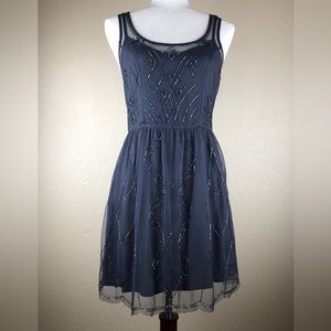 Abercrombie & Fitch Gray Beaded Mini Dress. Fully Lined. Size- XS